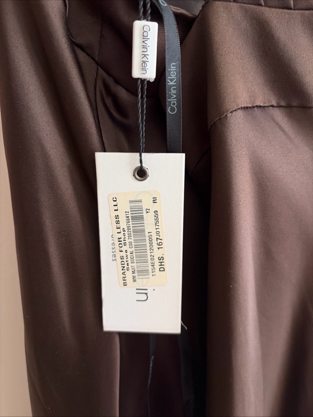 Calvin Klein Chocolate Brown Sleeveless Maxi Dress Prom Formal Sz 14 Cross Back - Picture 9 of 11